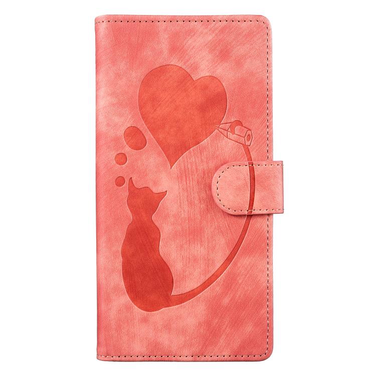 เคสโทรศัพท์หนังปั๊มลายปากกา หัวใจ แมว สำหรับ iPhone 17 Pro Max, สำหรับ iPhone 17 Pro, สำหรับ iPhone 17, สำหรับ iPhone Air, สำหรับ iPhone 15 Pro Max, สำหรับ iPhone 15 Pro, สำหรับ iPhone 15 Plus, สำหรับ iPhone 15