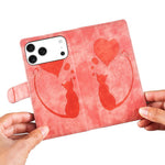 เคสโทรศัพท์หนังปั๊มลายปากกา หัวใจ แมว สำหรับ iPhone 17 Pro Max, สำหรับ iPhone 17 Pro, สำหรับ iPhone 17, สำหรับ iPhone Air, สำหรับ iPhone 15 Pro Max, สำหรับ iPhone 15 Pro, สำหรับ iPhone 15 Plus, สำหรับ iPhone 15