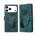 เคสโทรศัพท์หนังปั๊มลายปากกา หัวใจ แมว สำหรับ iPhone 17 Pro Max, สำหรับ iPhone 17 Pro, สำหรับ iPhone 17, สำหรับ iPhone Air, สำหรับ iPhone 15 Pro Max, สำหรับ iPhone 15 Pro, สำหรับ iPhone 15 Plus, สำหรับ iPhone 15
