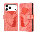 เคสโทรศัพท์หนังปั๊มลายปากกา หัวใจ แมว สำหรับ iPhone 17 Pro Max, สำหรับ iPhone 17 Pro, สำหรับ iPhone 17, สำหรับ iPhone Air, สำหรับ iPhone 15 Pro Max, สำหรับ iPhone 15 Pro, สำหรับ iPhone 15 Plus, สำหรับ iPhone 15