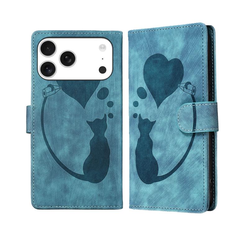 เคสโทรศัพท์หนังปั๊มลายปากกา หัวใจ แมว สำหรับ iPhone 17 Pro Max, สำหรับ iPhone 17 Pro, สำหรับ iPhone 17, สำหรับ iPhone Air, สำหรับ iPhone 15 Pro Max, สำหรับ iPhone 15 Pro, สำหรับ iPhone 15 Plus, สำหรับ iPhone 15