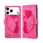 เคสโทรศัพท์หนังปั๊มลายปากกา หัวใจ แมว สำหรับ iPhone 17 Pro Max, สำหรับ iPhone 17 Pro, สำหรับ iPhone 17, สำหรับ iPhone Air, สำหรับ iPhone 15 Pro Max, สำหรับ iPhone 15 Pro, สำหรับ iPhone 15 Plus, สำหรับ iPhone 15