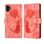 เคสโทรศัพท์หนังปั๊มลายปากกา หัวใจ แมว สำหรับ iPhone 17 Pro Max, สำหรับ iPhone 17 Pro, สำหรับ iPhone 17, สำหรับ iPhone Air, สำหรับ iPhone 15 Pro Max, สำหรับ iPhone 15 Pro, สำหรับ iPhone 15 Plus, สำหรับ iPhone 15