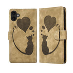 เคสโทรศัพท์หนังปั๊มลายปากกา หัวใจ แมว สำหรับ iPhone 17 Pro Max, สำหรับ iPhone 17 Pro, สำหรับ iPhone 17, สำหรับ iPhone Air, สำหรับ iPhone 15 Pro Max, สำหรับ iPhone 15 Pro, สำหรับ iPhone 15 Plus, สำหรับ iPhone 15