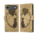 เคสโทรศัพท์หนังปั๊มลายปากกา หัวใจ แมว สำหรับ iPhone 17 Pro Max, สำหรับ iPhone 17 Pro, สำหรับ iPhone 17, สำหรับ iPhone Air, สำหรับ iPhone 15 Pro Max, สำหรับ iPhone 15 Pro, สำหรับ iPhone 15 Plus, สำหรับ iPhone 15