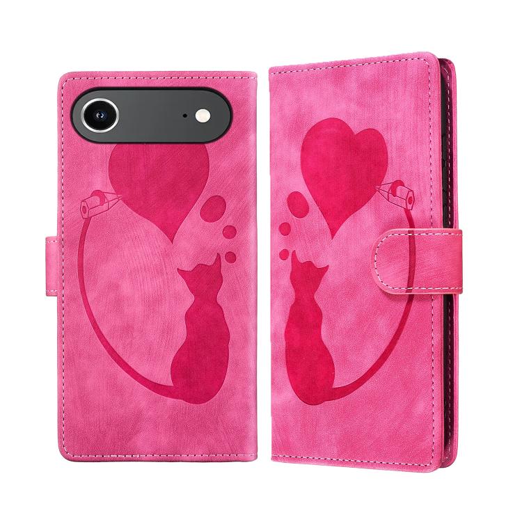 เคสโทรศัพท์หนังปั๊มลายปากกา หัวใจ แมว สำหรับ iPhone 17 Pro Max, สำหรับ iPhone 17 Pro, สำหรับ iPhone 17, สำหรับ iPhone Air, สำหรับ iPhone 15 Pro Max, สำหรับ iPhone 15 Pro, สำหรับ iPhone 15 Plus, สำหรับ iPhone 15