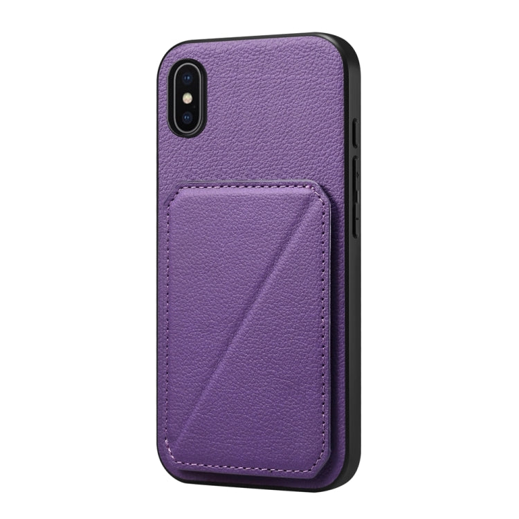 เคสโทรศัพท์ที่ใส่บัตรสองช่องลายหนังลูกวัว D04 สำหรับ iPhone 11, สำหรับ iPhone 11 Pro, สำหรับ iPhone X / XS, สำหรับ iPhone XR, สำหรับ iPhone XS Max, สำหรับ iPhone 7 Plus / 8 Plus