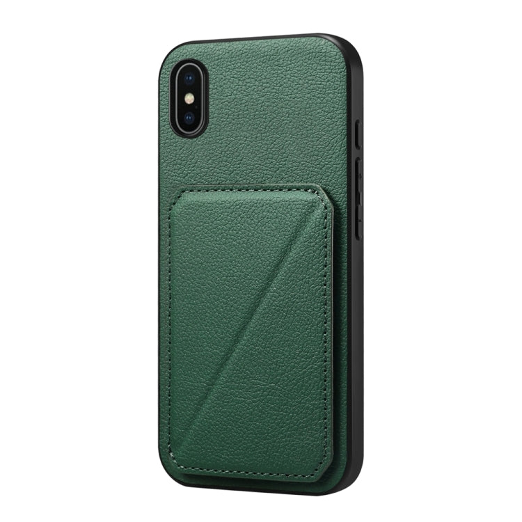 เคสโทรศัพท์ที่ใส่บัตรสองช่องลายหนังลูกวัว D04 สำหรับ iPhone 11, สำหรับ iPhone 11 Pro, สำหรับ iPhone X / XS, สำหรับ iPhone XR, สำหรับ iPhone XS Max, สำหรับ iPhone 7 Plus / 8 Plus