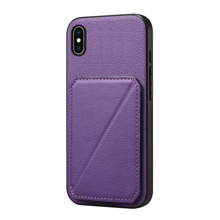 เคสโทรศัพท์ที่ใส่บัตรสองช่องลายหนังลูกวัว D04 สำหรับ iPhone 11, สำหรับ iPhone 11 Pro, สำหรับ iPhone X / XS, สำหรับ iPhone XR, สำหรับ iPhone XS Max, สำหรับ iPhone 7 Plus / 8 Plus