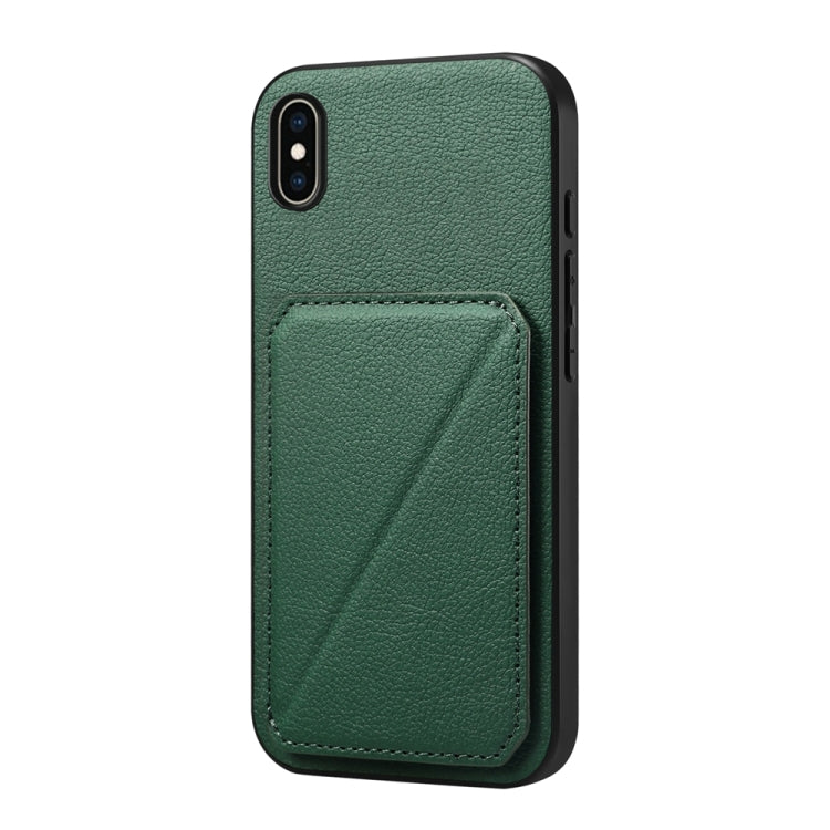เคสโทรศัพท์ที่ใส่บัตรสองช่องลายหนังลูกวัว D04 สำหรับ iPhone 11, สำหรับ iPhone 11 Pro, สำหรับ iPhone X / XS, สำหรับ iPhone XR, สำหรับ iPhone XS Max, สำหรับ iPhone 7 Plus / 8 Plus