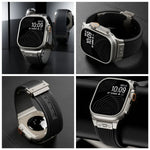 Vertical Texture Titanium Buckle Elastic Silicone Watch Band, For Apple Watch SE 44mm, For Apple Watch Series 6 44mm, For Apple Watch Series 5 44mm, For Apple Watch Series 4 44mm, For Apple Watch Series 3 42mm, For Apple Watch Series 2 42mm            ...