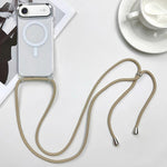เคสโทรศัพท์ PC + TPU แบบแม่เหล็ก MagSafe พร้อมสายคล้อง สำหรับ iPhone Air, สำหรับ iPhone 16 Pro Max, สำหรับ iPhone 16 Pro, สำหรับ iPhone 16 Plus