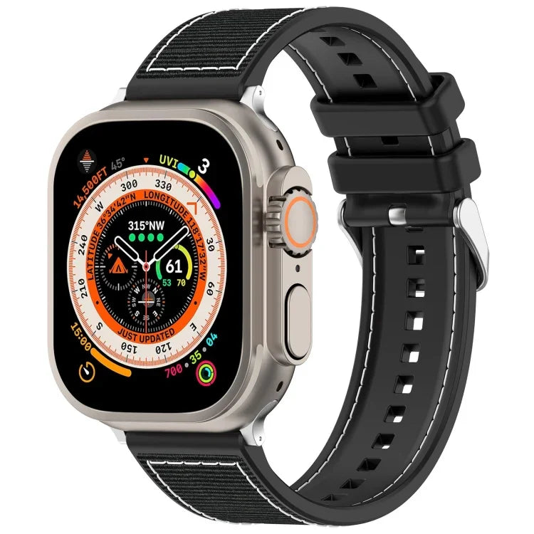 สายซิลิโคนถักไนลอนไฮบริดพร้อมบัคเคิลธรรมดา สำหรับ Apple Watch 42 มม., สำหรับ Apple Watch 38 มม.