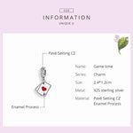 จี้รูปหัวใจสีแดงเงินสเตอร์ลิง S925 อุปกรณ์สร้อยข้อมือสร้อยคอ DIY