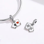 จี้รูปหัวใจสีแดงเงินสเตอร์ลิง S925 อุปกรณ์สร้อยข้อมือสร้อยคอ DIY