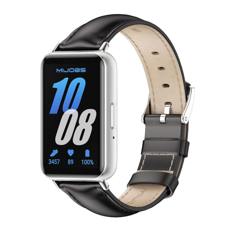 สายรัดนาฬิกาหนังแท้สองด้าน Mijobs สำหรับ Samsung Galaxy Fit 3