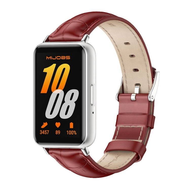 สายรัดนาฬิกาหนังแท้สองด้าน Mijobs สำหรับ Samsung Galaxy Fit 3