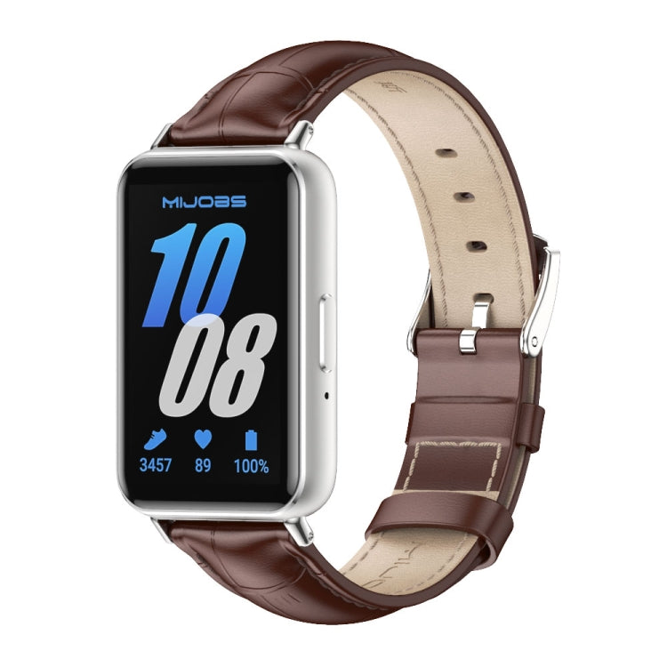 สายรัดนาฬิกาหนังแท้สองด้าน Mijobs สำหรับ Samsung Galaxy Fit 3
