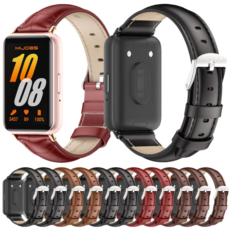 สายรัดนาฬิกาหนังแท้สองด้าน Mijobs สำหรับ Samsung Galaxy Fit 3