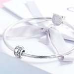 ลูกปัด Shine My Heart เงินสเตอร์ลิง S925 อุปกรณ์สร้อยข้อมือสร้อยคอ DIY