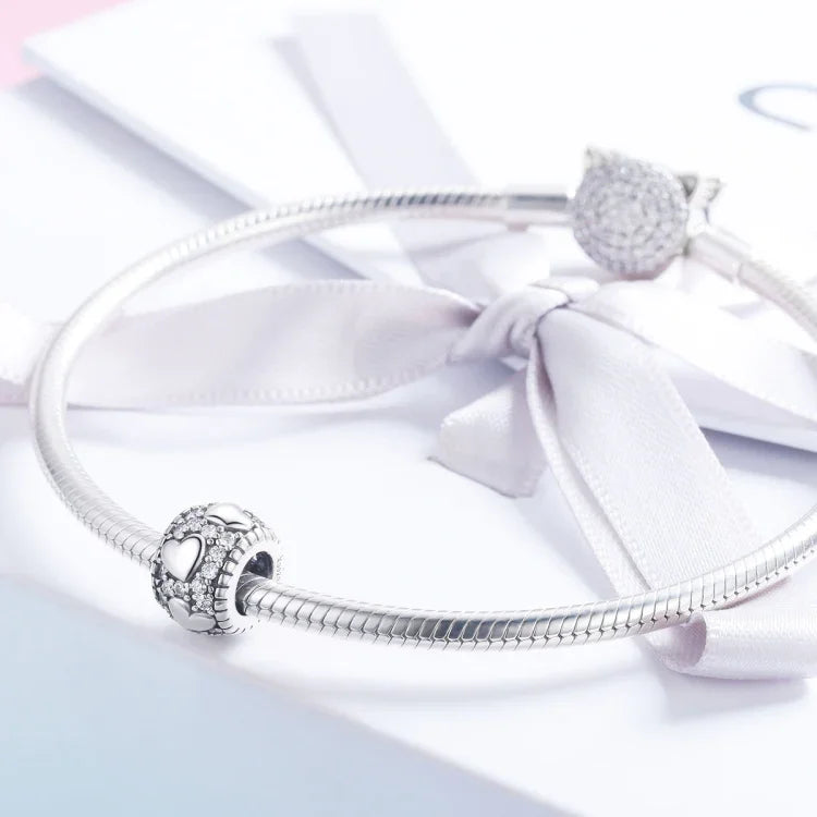 ลูกปัด Shine My Heart เงินสเตอร์ลิง S925 อุปกรณ์สร้อยข้อมือสร้อยคอ DIY