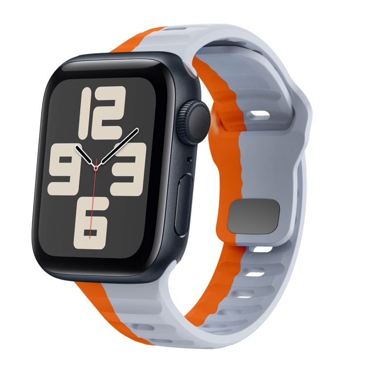 สายรัดนาฬิกาซิลิโคนแบบหัวเข็มขัดกลับลายคลื่น สำหรับ Apple Watch Series 10 ขนาด 46 มม., สำหรับ Apple Watch Series 10 ขนาด 42 มม., สำหรับ Apple Watch SE 2023 ขนาด 44 มม., สำหรับ Apple Watch SE 2023 ขนาด 40 มม.
