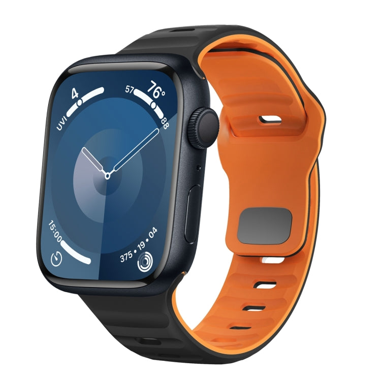 สายรัดนาฬิกาซิลิโคนแบบหัวเข็มขัดกลับลายคลื่น สำหรับ Apple Watch Ultra 2 ขนาด 49 มม., สำหรับ Apple Watch Series 9 ขนาด 45 มม., สำหรับ Apple Watch Series 9 ขนาด 41 มม., สำหรับ Apple Watch Ultra ขนาด 49 มม.