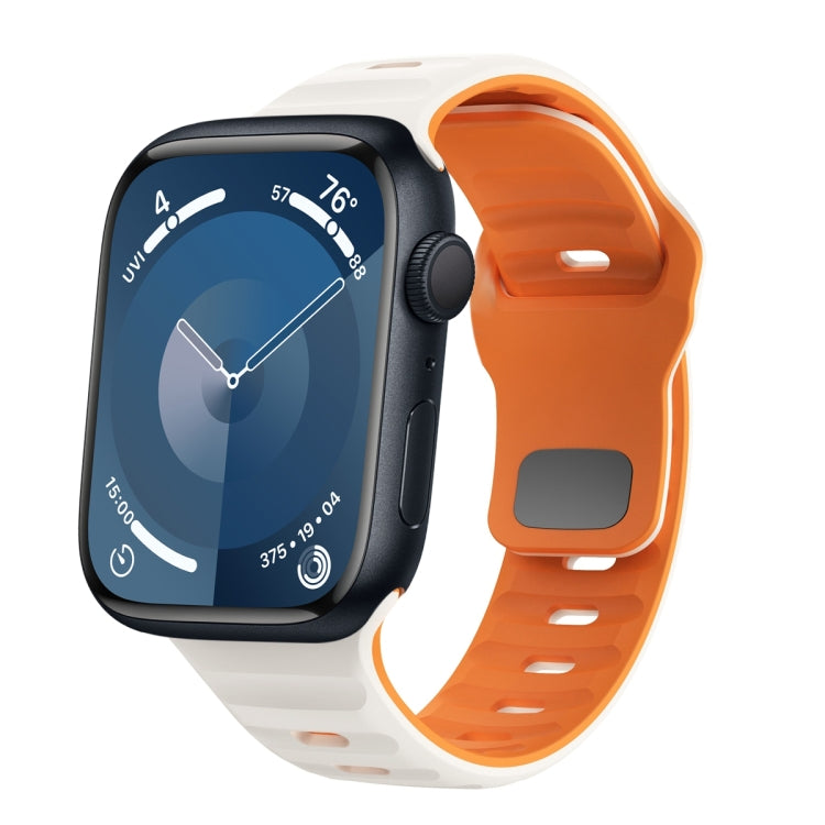 สายรัดนาฬิกาซิลิโคนแบบหัวเข็มขัดกลับลายคลื่น สำหรับ Apple Watch Ultra 2 ขนาด 49 มม., สำหรับ Apple Watch Series 9 ขนาด 45 มม., สำหรับ Apple Watch Series 9 ขนาด 41 มม., สำหรับ Apple Watch Ultra ขนาด 49 มม.