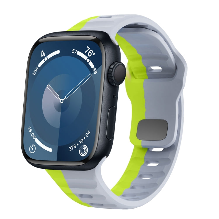 สายรัดนาฬิกาซิลิโคนแบบหัวเข็มขัดกลับลายคลื่น สำหรับ Apple Watch Ultra 2 ขนาด 49 มม., สำหรับ Apple Watch Series 9 ขนาด 45 มม., สำหรับ Apple Watch Series 9 ขนาด 41 มม., สำหรับ Apple Watch Ultra ขนาด 49 มม.