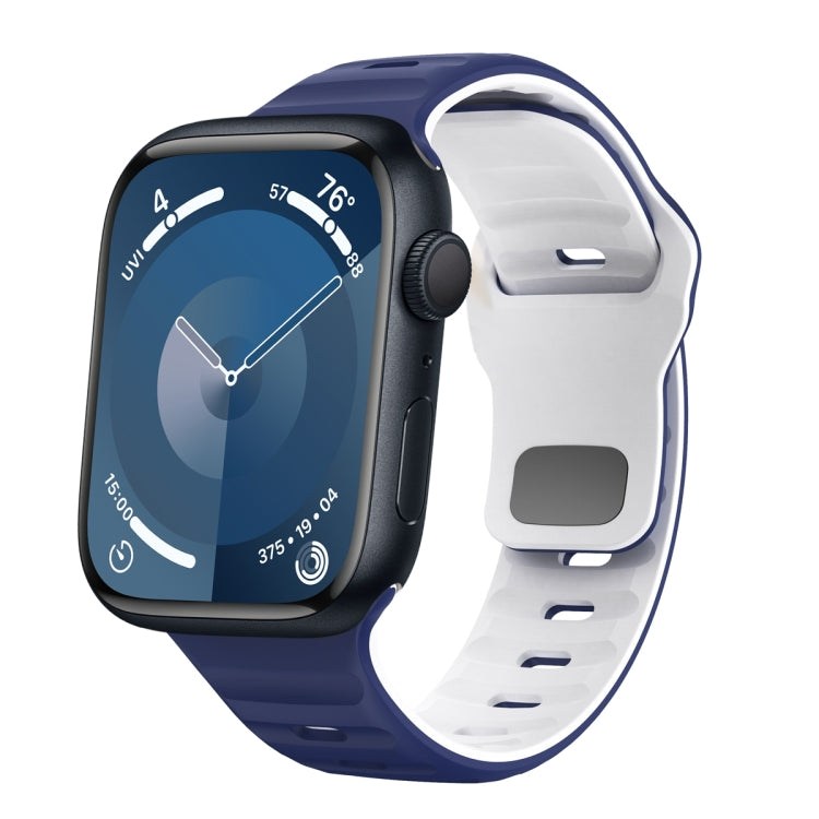 สายรัดนาฬิกาซิลิโคนแบบหัวเข็มขัดกลับลายคลื่น สำหรับ Apple Watch Ultra 2 ขนาด 49 มม., สำหรับ Apple Watch Series 9 ขนาด 45 มม., สำหรับ Apple Watch Series 9 ขนาด 41 มม., สำหรับ Apple Watch Ultra ขนาด 49 มม.