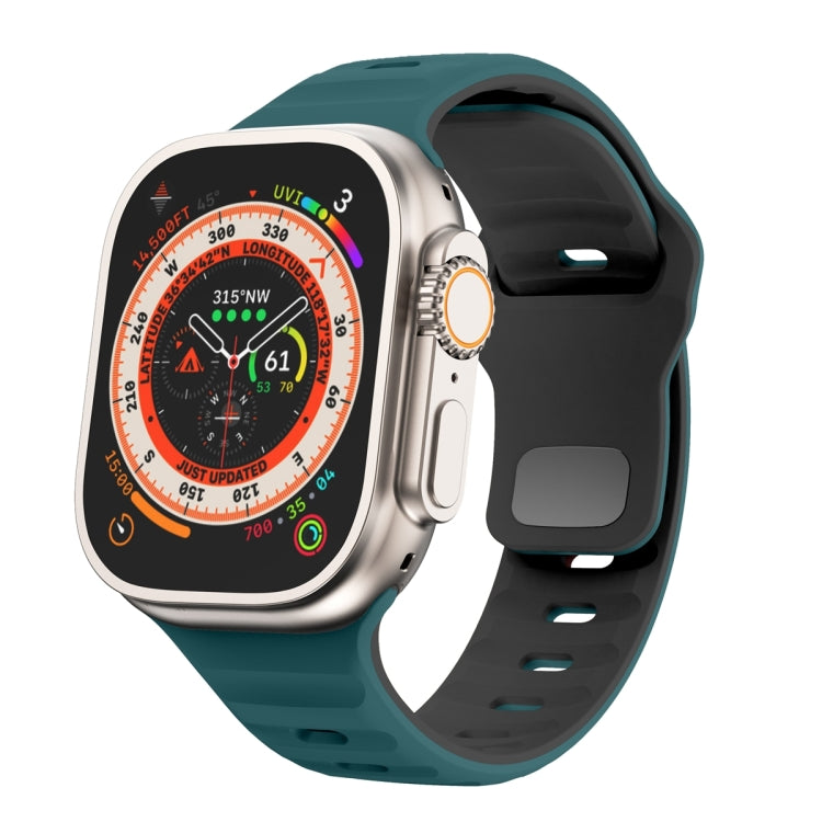 สายรัดนาฬิกาซิลิโคนแบบหัวเข็มขัดกลับลายคลื่น สำหรับ Apple Watch Ultra 2 ขนาด 49 มม., สำหรับ Apple Watch Series 9 ขนาด 45 มม., สำหรับ Apple Watch Series 9 ขนาด 41 มม., สำหรับ Apple Watch Ultra ขนาด 49 มม.