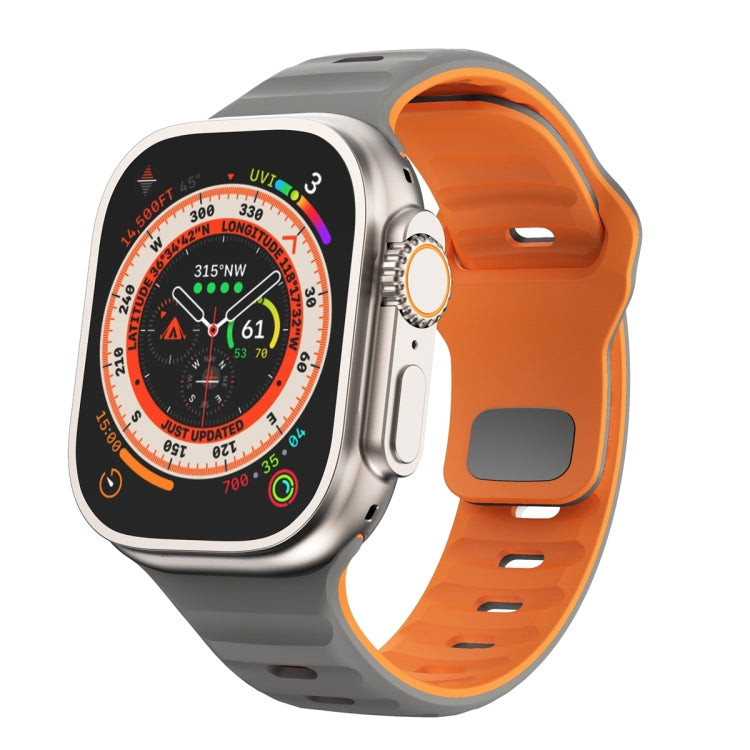สายรัดนาฬิกาซิลิโคนแบบหัวเข็มขัดกลับลายคลื่น สำหรับ Apple Watch Ultra 2 ขนาด 49 มม., สำหรับ Apple Watch Series 9 ขนาด 45 มม., สำหรับ Apple Watch Series 9 ขนาด 41 มม., สำหรับ Apple Watch Ultra ขนาด 49 มม.