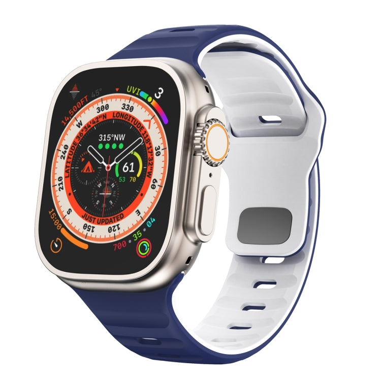 สายรัดนาฬิกาซิลิโคนแบบหัวเข็มขัดกลับลายคลื่น สำหรับ Apple Watch Ultra 2 ขนาด 49 มม., สำหรับ Apple Watch Series 9 ขนาด 45 มม., สำหรับ Apple Watch Series 9 ขนาด 41 มม., สำหรับ Apple Watch Ultra ขนาด 49 มม.