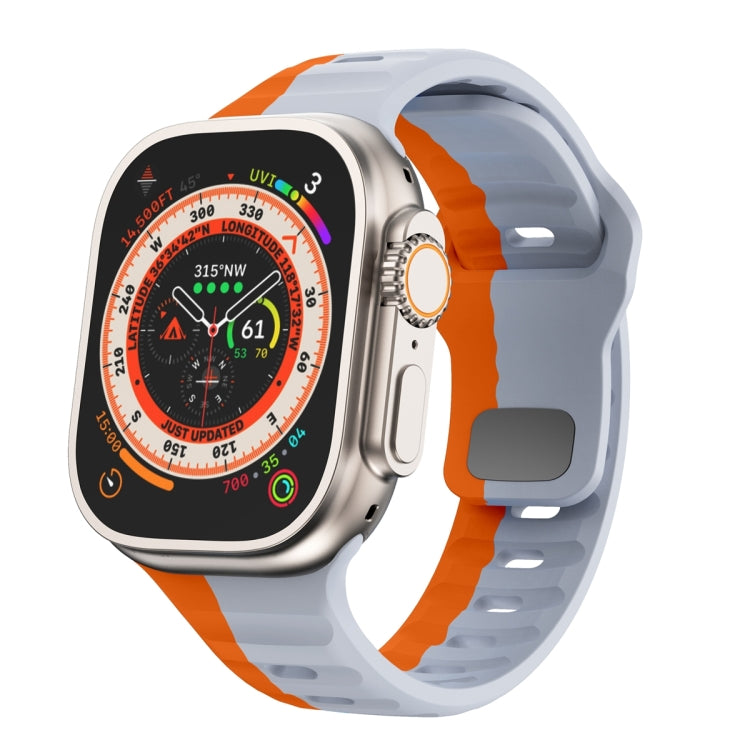 สายรัดนาฬิกาซิลิโคนแบบหัวเข็มขัดกลับลายคลื่น สำหรับ Apple Watch Ultra 2 ขนาด 49 มม., สำหรับ Apple Watch Series 9 ขนาด 45 มม., สำหรับ Apple Watch Series 9 ขนาด 41 มม., สำหรับ Apple Watch Ultra ขนาด 49 มม.