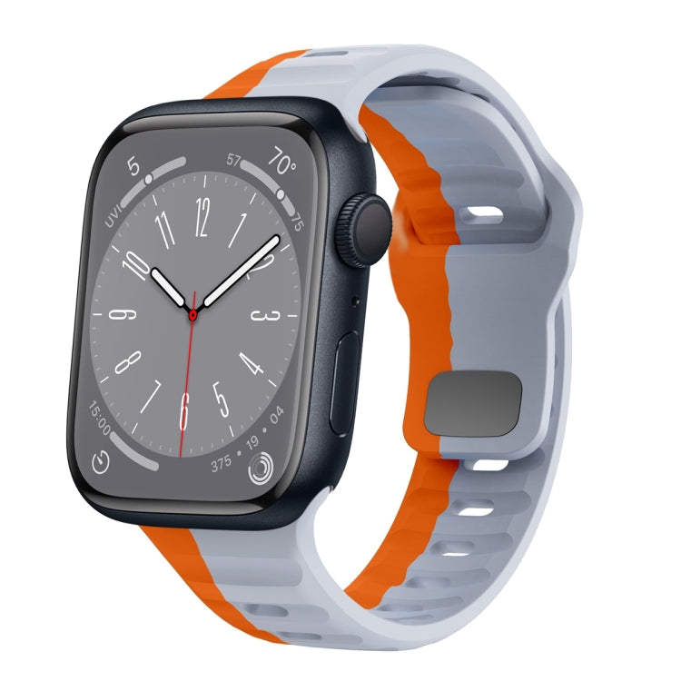 สายรัดนาฬิกาซิลิโคนแบบหัวเข็มขัดกลับลายคลื่น สำหรับ Apple Watch Series 8 ขนาด 41 มม., สำหรับ Apple Watch Series 8 ขนาด 45 มม., สำหรับ Apple Watch SE 2022 ขนาด 40 มม., สำหรับ Apple Watch SE 2022 ขนาด 44 มม.