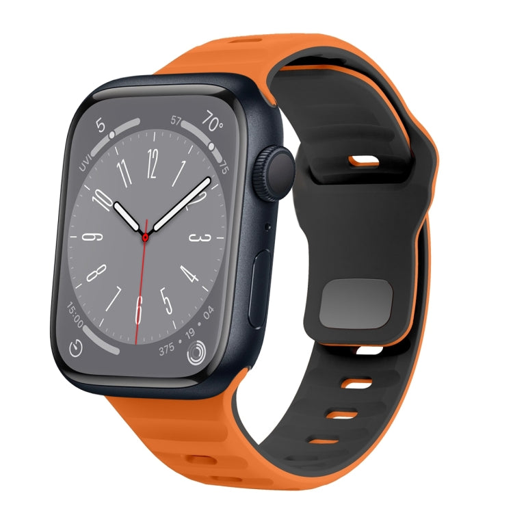 สายรัดนาฬิกาซิลิโคนแบบหัวเข็มขัดกลับลายคลื่น สำหรับ Apple Watch Series 8 ขนาด 41 มม., สำหรับ Apple Watch Series 8 ขนาด 45 มม., สำหรับ Apple Watch SE 2022 ขนาด 40 มม., สำหรับ Apple Watch SE 2022 ขนาด 44 มม.