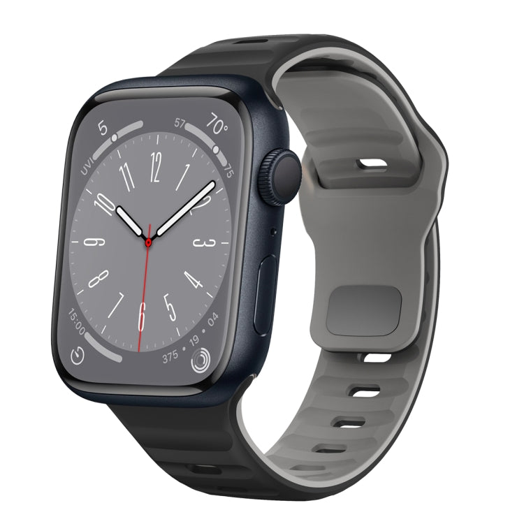 สายรัดนาฬิกาซิลิโคนแบบหัวเข็มขัดกลับลายคลื่น สำหรับ Apple Watch Series 8 ขนาด 41 มม., สำหรับ Apple Watch Series 8 ขนาด 45 มม., สำหรับ Apple Watch SE 2022 ขนาด 40 มม., สำหรับ Apple Watch SE 2022 ขนาด 44 มม.