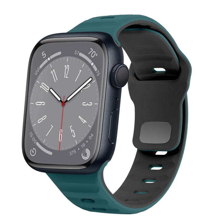 สายรัดนาฬิกาซิลิโคนแบบหัวเข็มขัดกลับลายคลื่น สำหรับ Apple Watch Series 8 ขนาด 41 มม., สำหรับ Apple Watch Series 8 ขนาด 45 มม., สำหรับ Apple Watch SE 2022 ขนาด 40 มม., สำหรับ Apple Watch SE 2022 ขนาด 44 มม.