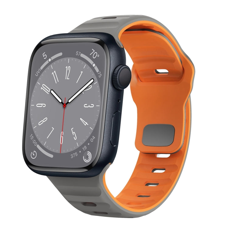 สายรัดนาฬิกาซิลิโคนแบบหัวเข็มขัดกลับลายคลื่น สำหรับ Apple Watch Series 8 ขนาด 41 มม., สำหรับ Apple Watch Series 8 ขนาด 45 มม., สำหรับ Apple Watch SE 2022 ขนาด 40 มม., สำหรับ Apple Watch SE 2022 ขนาด 44 มม.