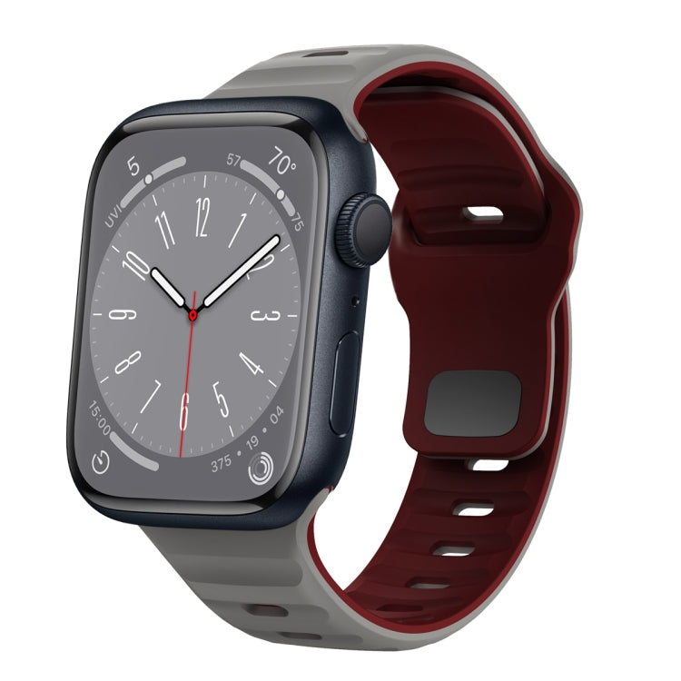 สายรัดนาฬิกาซิลิโคนแบบหัวเข็มขัดกลับลายคลื่น สำหรับ Apple Watch Series 8 ขนาด 41 มม., สำหรับ Apple Watch Series 8 ขนาด 45 มม., สำหรับ Apple Watch SE 2022 ขนาด 40 มม., สำหรับ Apple Watch SE 2022 ขนาด 44 มม.