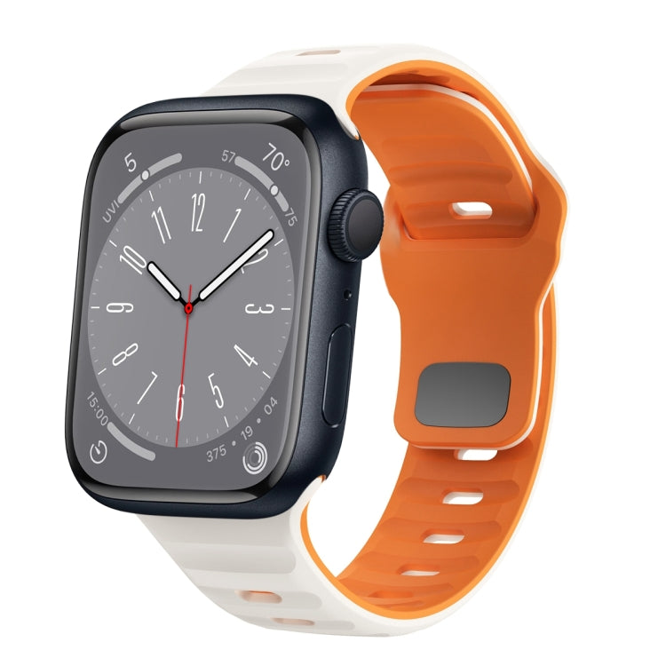 สายรัดนาฬิกาซิลิโคนแบบหัวเข็มขัดกลับลายคลื่น สำหรับ Apple Watch Series 8 ขนาด 41 มม., สำหรับ Apple Watch Series 8 ขนาด 45 มม., สำหรับ Apple Watch SE 2022 ขนาด 40 มม., สำหรับ Apple Watch SE 2022 ขนาด 44 มม.