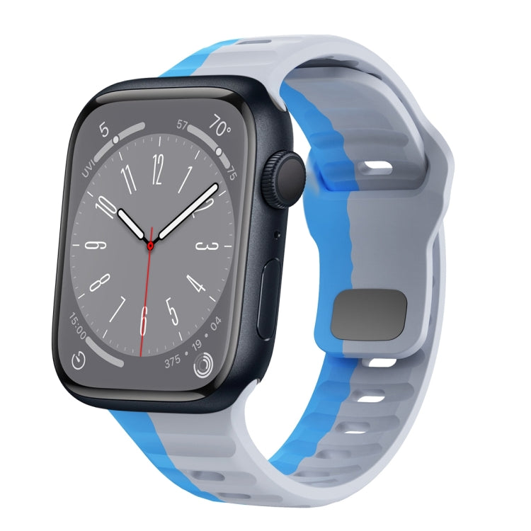 สายรัดนาฬิกาซิลิโคนแบบหัวเข็มขัดกลับลายคลื่น สำหรับ Apple Watch Series 8 ขนาด 41 มม., สำหรับ Apple Watch Series 8 ขนาด 45 มม., สำหรับ Apple Watch SE 2022 ขนาด 40 มม., สำหรับ Apple Watch SE 2022 ขนาด 44 มม.