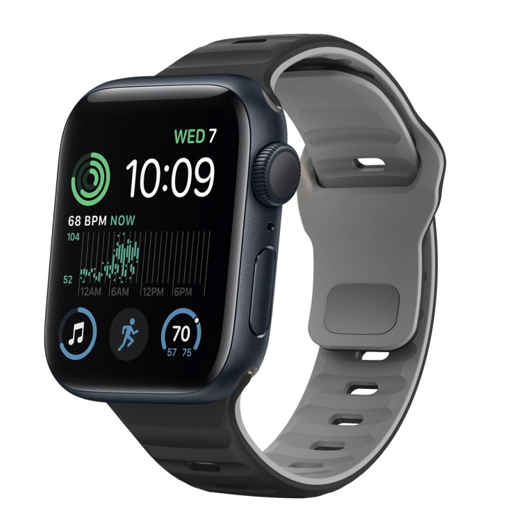 สายรัดนาฬิกาซิลิโคนแบบหัวเข็มขัดกลับลายคลื่น สำหรับ Apple Watch Series 8 ขนาด 41 มม., สำหรับ Apple Watch Series 8 ขนาด 45 มม., สำหรับ Apple Watch SE 2022 ขนาด 40 มม., สำหรับ Apple Watch SE 2022 ขนาด 44 มม.