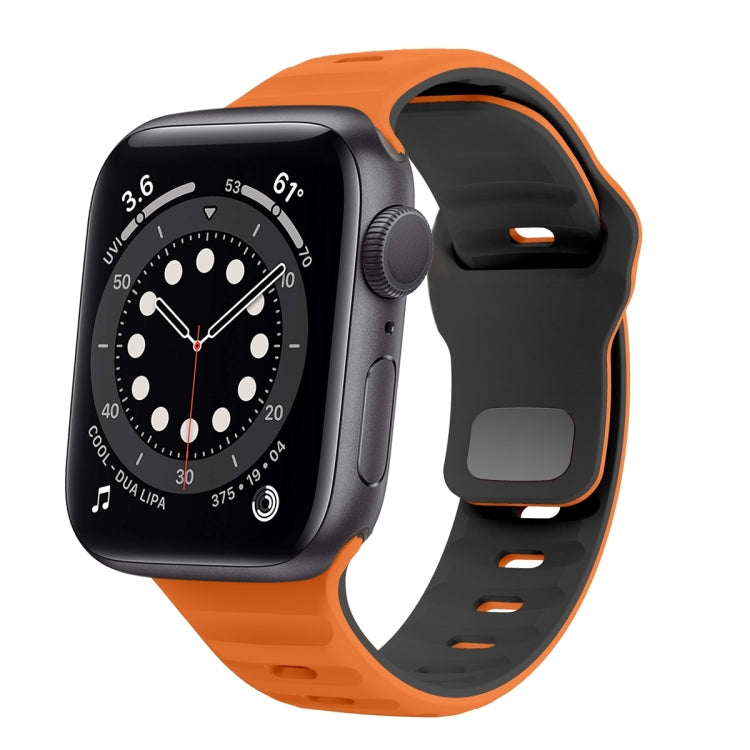 สายรัดนาฬิกาซิลิโคนแบบหัวเข็มขัดกลับลายคลื่น สำหรับ Apple Watch Series 6 ขนาด 40 มม., สำหรับ Apple Watch Series 6 ขนาด 44 มม., สำหรับ Apple Watch Series 5 ขนาด 44 มม., สำหรับ Apple Watch Series 5 ขนาด 40 มม.