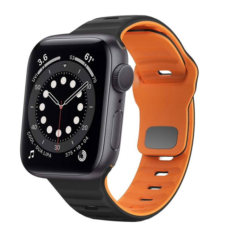สายรัดนาฬิกาซิลิโคนแบบหัวเข็มขัดกลับลายคลื่น สำหรับ Apple Watch Series 6 ขนาด 40 มม., สำหรับ Apple Watch Series 6 ขนาด 44 มม., สำหรับ Apple Watch Series 5 ขนาด 44 มม., สำหรับ Apple Watch Series 5 ขนาด 40 มม.