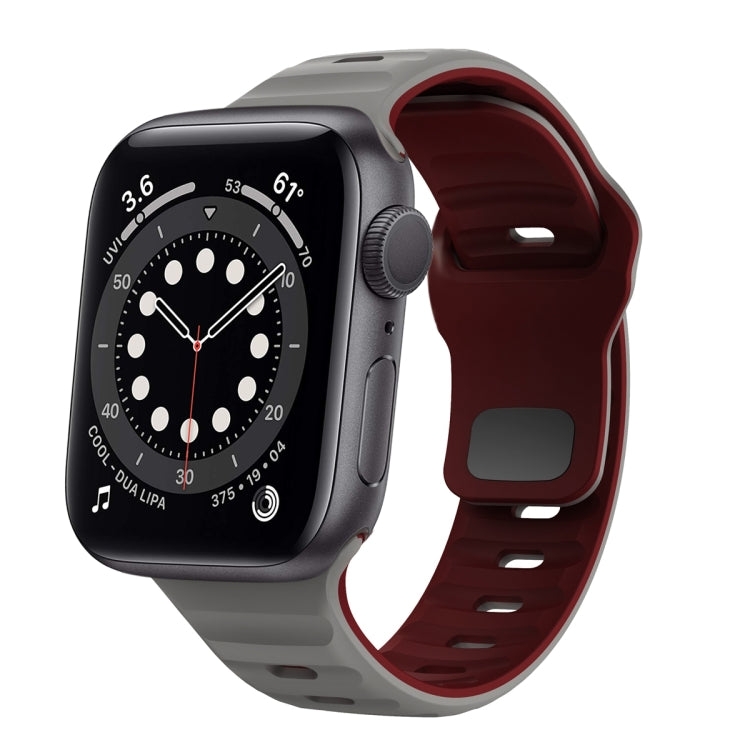 สายรัดนาฬิกาซิลิโคนแบบหัวเข็มขัดกลับลายคลื่น สำหรับ Apple Watch Series 6 ขนาด 40 มม., สำหรับ Apple Watch Series 6 ขนาด 44 มม., สำหรับ Apple Watch Series 5 ขนาด 44 มม., สำหรับ Apple Watch Series 5 ขนาด 40 มม.