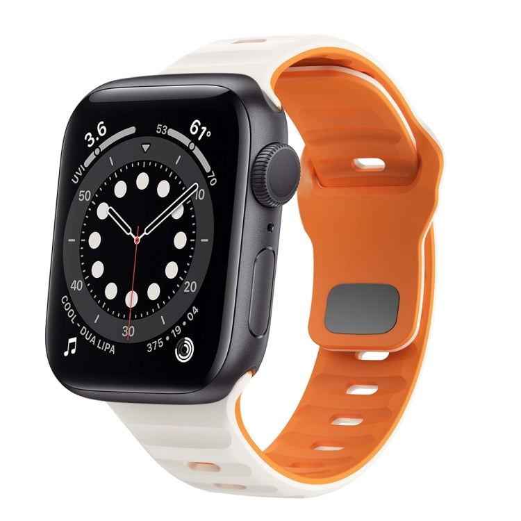 สายรัดนาฬิกาซิลิโคนแบบหัวเข็มขัดกลับลายคลื่น สำหรับ Apple Watch Series 6 ขนาด 40 มม., สำหรับ Apple Watch Series 6 ขนาด 44 มม., สำหรับ Apple Watch Series 5 ขนาด 44 มม., สำหรับ Apple Watch Series 5 ขนาด 40 มม.
