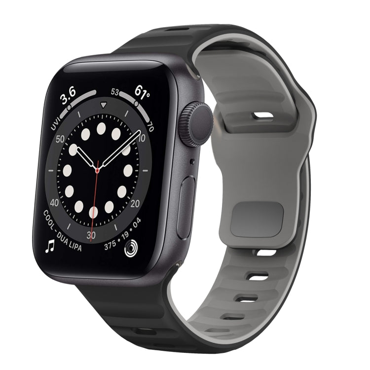 สายรัดนาฬิกาซิลิโคนแบบหัวเข็มขัดกลับลายคลื่น สำหรับ Apple Watch Series 6 ขนาด 40 มม., สำหรับ Apple Watch Series 6 ขนาด 44 มม., สำหรับ Apple Watch Series 5 ขนาด 44 มม., สำหรับ Apple Watch Series 5 ขนาด 40 มม.