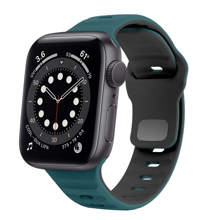 สายรัดนาฬิกาซิลิโคนแบบหัวเข็มขัดกลับลายคลื่น สำหรับ Apple Watch Series 6 ขนาด 40 มม., สำหรับ Apple Watch Series 6 ขนาด 44 มม., สำหรับ Apple Watch Series 5 ขนาด 44 มม., สำหรับ Apple Watch Series 5 ขนาด 40 มม.