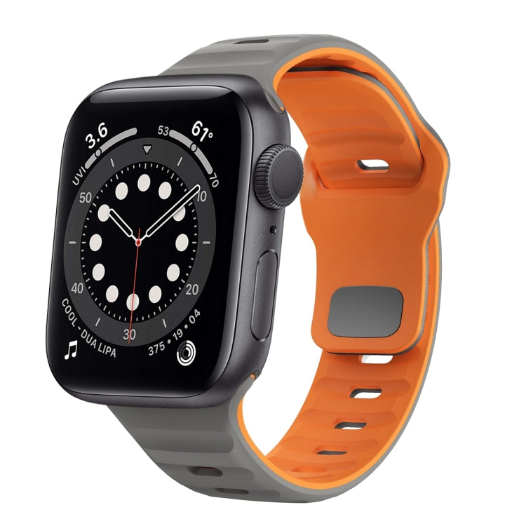 สายรัดนาฬิกาซิลิโคนแบบหัวเข็มขัดกลับลายคลื่น สำหรับ Apple Watch Series 6 ขนาด 40 มม., สำหรับ Apple Watch Series 6 ขนาด 44 มม., สำหรับ Apple Watch Series 5 ขนาด 44 มม., สำหรับ Apple Watch Series 5 ขนาด 40 มม.